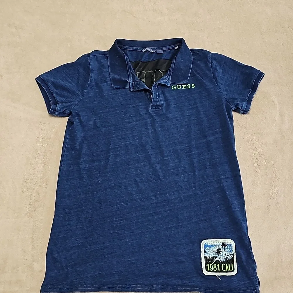 GUESS Big Boys Short Sleeve Textured Knit Polo Shirt, Size 18